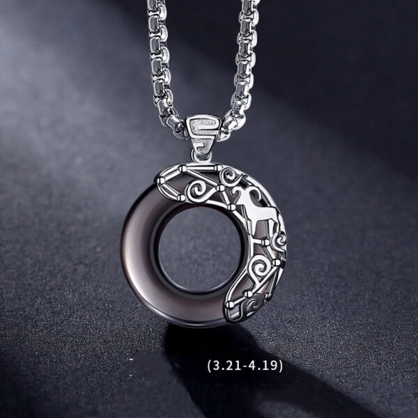 Zodiac Necklace Hip Hop Obsidian