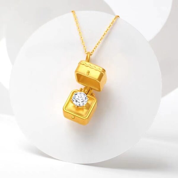 Women's Gift Box Pendant Necklace - Image 4