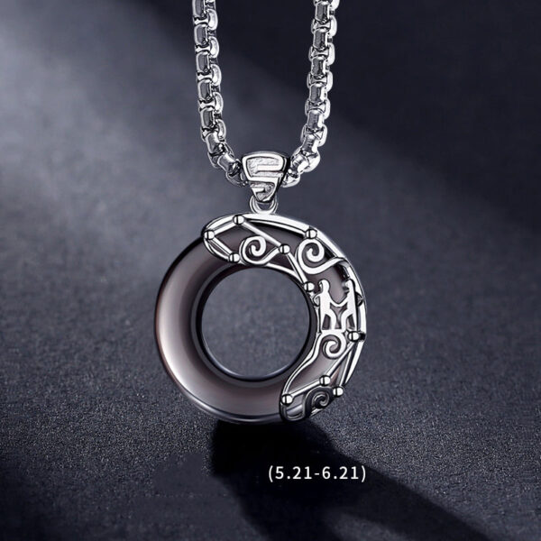 Zodiac Necklace Hip Hop Obsidian - Image 9