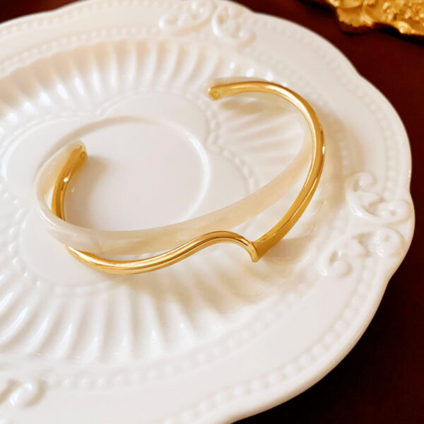 Metal White Shellfish Plate Bracelet For Women Opening Adjustable 2 Layers - Image 4