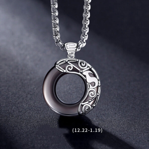 Zodiac Necklace Hip Hop Obsidian - Image 6