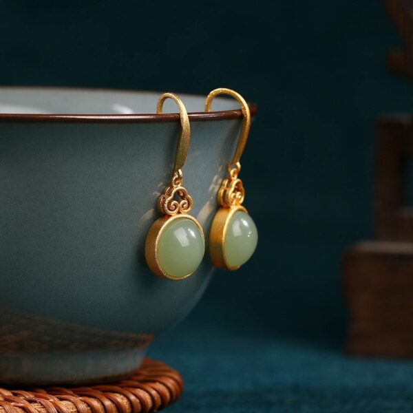 Vintage Gold Cloud Drop Earrings – Peace & Style Combined - Image 3