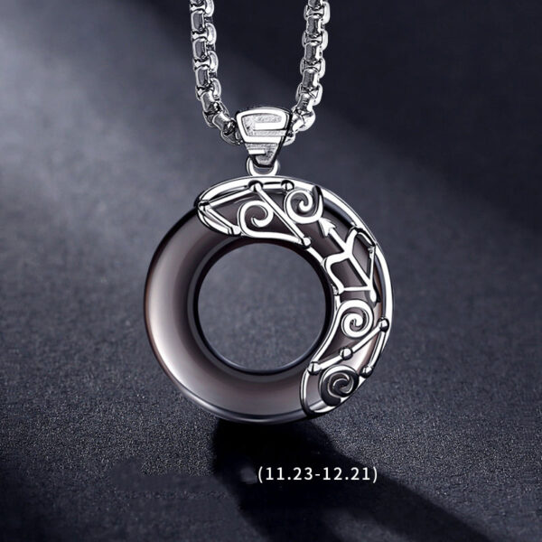 Zodiac Necklace Hip Hop Obsidian - Image 2