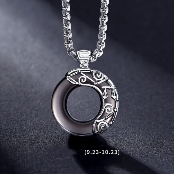 Zodiac Necklace Hip Hop Obsidian - Image 8