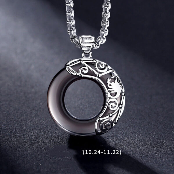 Zodiac Necklace Hip Hop Obsidian - Image 4