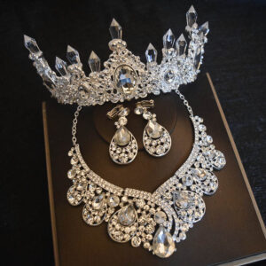 CINDERELLA BRIDAL SET ✨ Heirloom Wedding Headpiece + Necklace & Earrings (3-Pc Magic!)