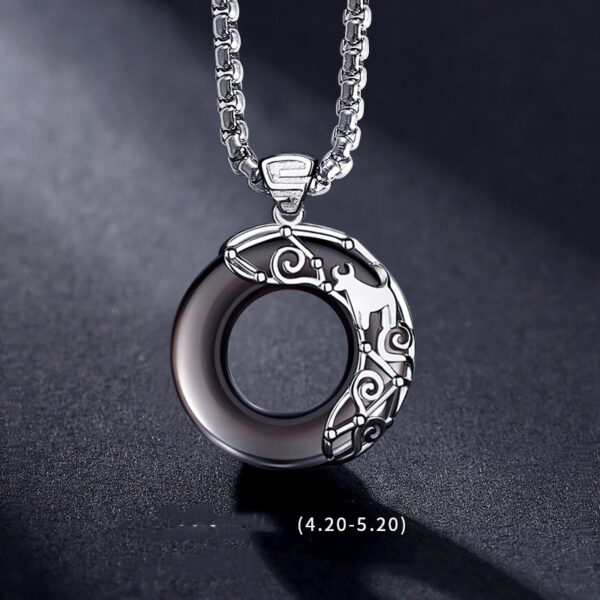 Zodiac Necklace Hip Hop Obsidian - Image 7
